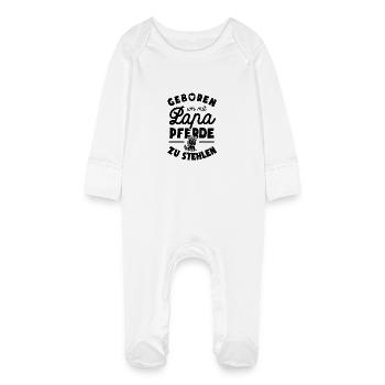 Geboren um mit Papa Pferde zu stehlen - Einhorn - Baby Bio-Schlafanzug mit Kratzhandschuhen - Weiß - Vorne