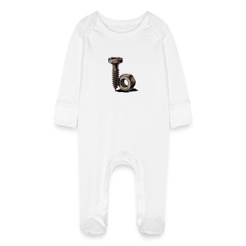 If someone has a screw loose nut saying - Baby Organic Sleepsuit with Scratch Mitts - white - Front