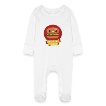 HAMBURGERS - WE ARE FAMILY - Baby Organic Sleepsuit with Scratch Mitts - white - Front