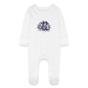 Alps Mountains Mountains Mountaineers Mountain Sports Alm Mountain - Baby Organic Sleepsuit with Scratch Mitts - white - Front