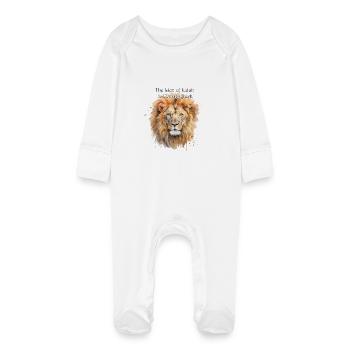 The Lion of Judah is Coming Back - Baby Organic Sleepsuit with Scratch Mitts - white - Front