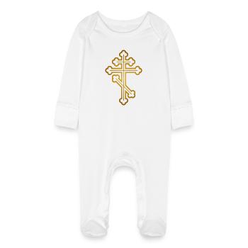 Orthodox Cross - Baby Organic Sleepsuit with Scratch Mitts - white - Front