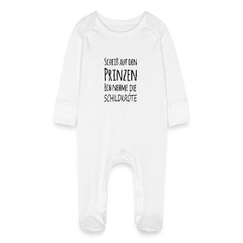 Fuck the prince I take the turtle - Baby Organic Sleepsuit with Scratch Mitts - white - Front