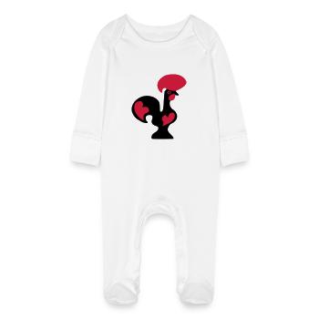 Portugiesische Zeichnung Hahn von Barcelos Portuga - Baby Bio-Schlafanzug mit Kratzhandschuhen - Weiß - Vorne