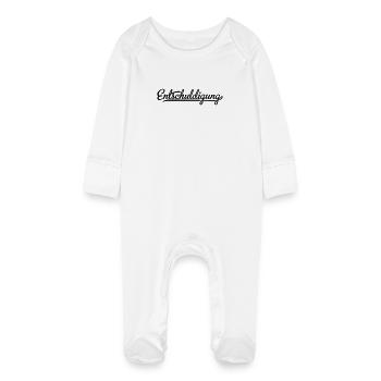 Excuse me - Baby Organic Sleepsuit with Scratch Mitts - white - Front