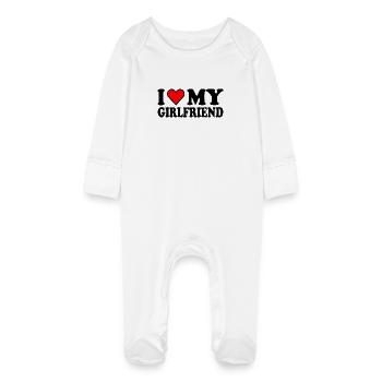 I love my girlfriend - Grenouillère bio avec gants Bébé - blanc - Devant
