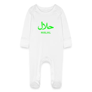 Halal حلال - Baby Organic Sleepsuit with Scratch Mitts - white - Front
