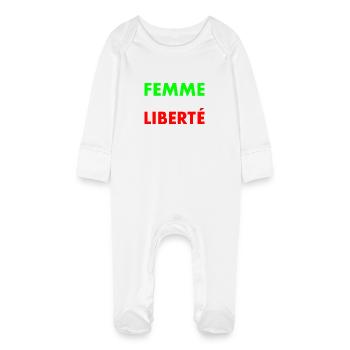 Woman life freedom - Baby Organic Sleepsuit with Scratch Mitts - white - Front