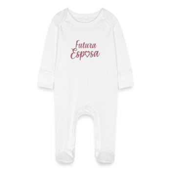 Futura Esposa Engagement Bridal Shower Wedding - Baby Organic Sleepsuit with Scratch Mitts - white - Front