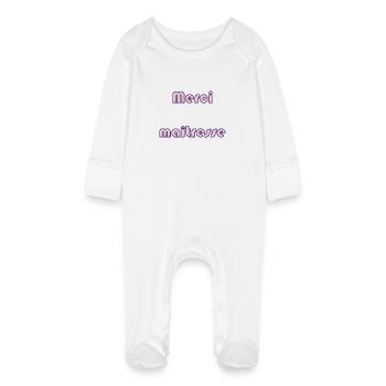 DANKE SCHÖN. HERRIN. MEISTER. DANKE, HERRIN. MEISTER - Baby Bio-Schlafanzug mit Kratzhandschuhen - Weiß - Vorne