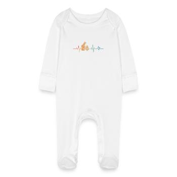 Retro Pastry Heartbeat - Baby Organic Sleepsuit with Scratch Mitts - white - Front