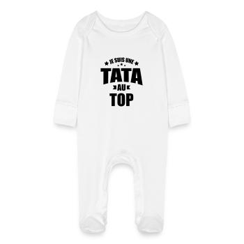 je suis une tata au top - Grenouillère bio avec gants Bébé - blanc - Devant