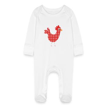 poule - Grenouillère bio avec gants Bébé - blanc - Devant