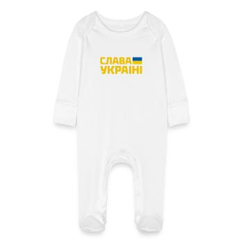 Slava ukraini - Grenouillère bio avec gants Bébé - blanc - Devant