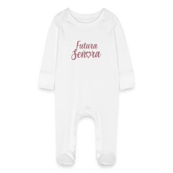 Futura Señora Engagement Bridal Shower Wedding - Baby Organic Sleepsuit with Scratch Mitts - white - Front