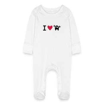 i-love-monster-strampler - Baby Bio-Schlafanzug mit Kratzhandschuhen - Weiß - Vorne