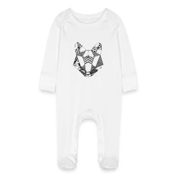 Origami fox head - Baby Organic Sleepsuit with Scratch Mitts - white - Front