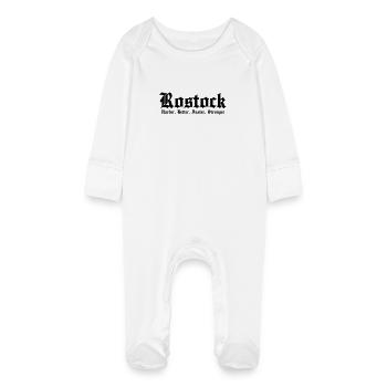 Rostock Harder Better Faster Stronger City - Baby Organic Sleepsuit with Scratch Mitts - white - Front