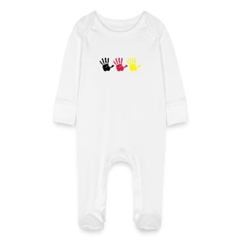 Empreinte de main Trio - Grenouillère bio avec gants Bébé - blanc - Devant