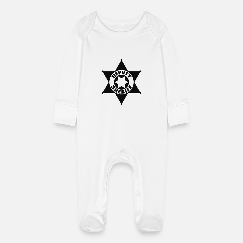Étoile de shérif - Grenouillère bio avec gants Bébé - blanc