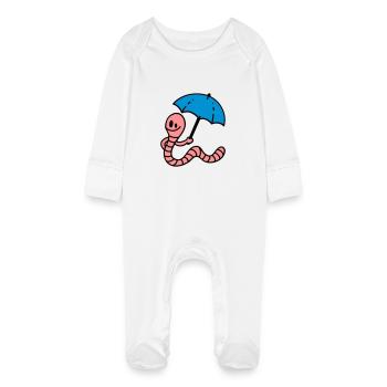Regenwurm - Baby Bio-Schlafanzug mit Kratzhandschuhen - Weiß - Vorne