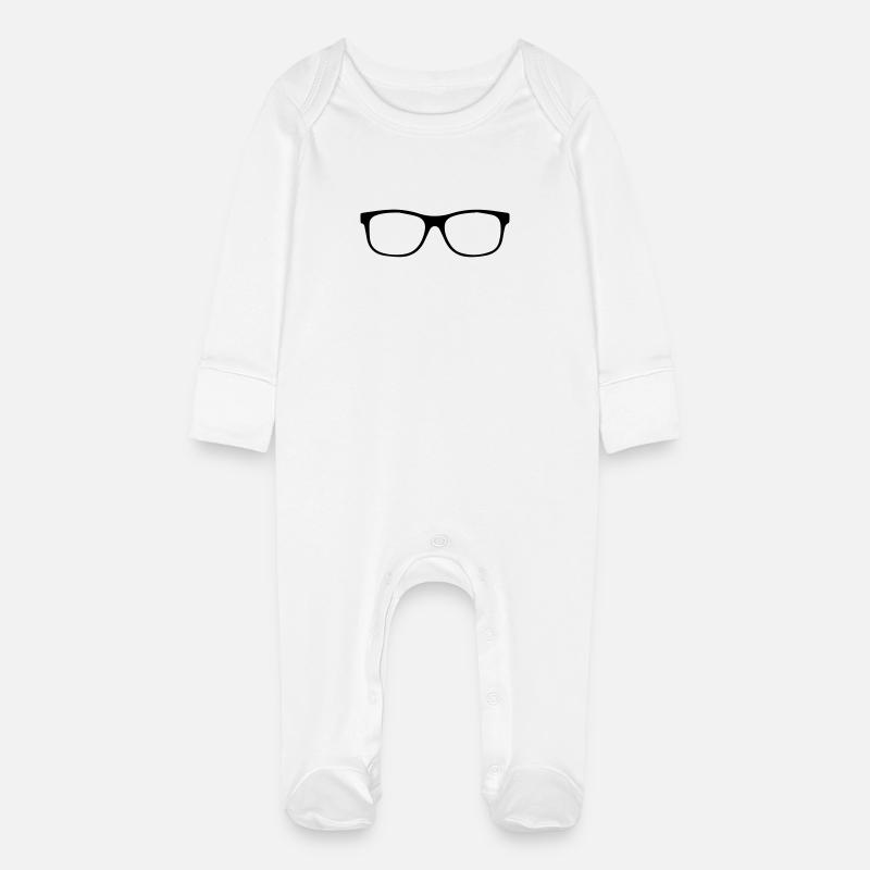 glasses - Baby Organic Sleepsuit with Scratch Mitts - white