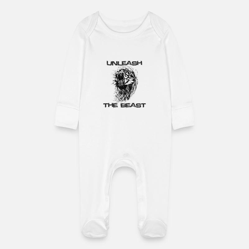 libérer la bête - Grenouillère bio avec gants Bébé - blanc