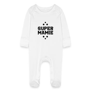 Grandma Oma Großmütter Mamy Mamie Grand-Mère - Baby Organic Sleepsuit with Scratch Mitts - white - Front