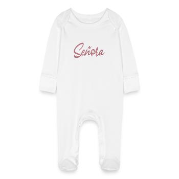 Señora Engagement Bride To Be Wedding Party - Baby Organic Sleepsuit with Scratch Mitts - white - Front