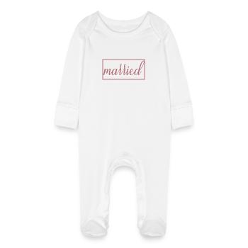 Couple marié assorti Hommes & Femmes Jour de mariage - Grenouillère bio avec gants Bébé - blanc - Devant
