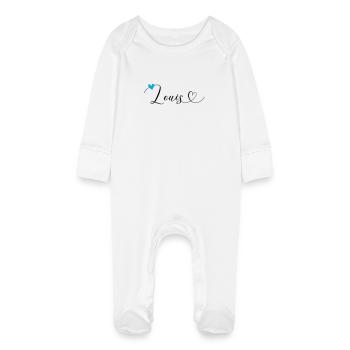 Louis Nom Prénom Calligraphie Coeur - Grenouillère bio avec gants Bébé - blanc - Devant