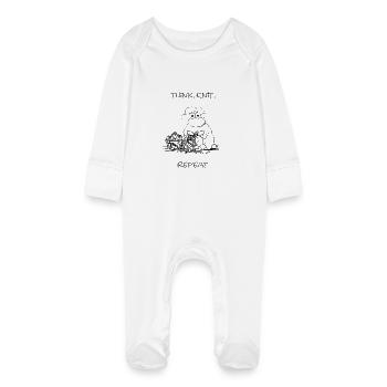 Think, Knit, Repeat – Motif mouton pour les fans de tricot - Grenouillère bio avec gants Bébé - blanc - Devant