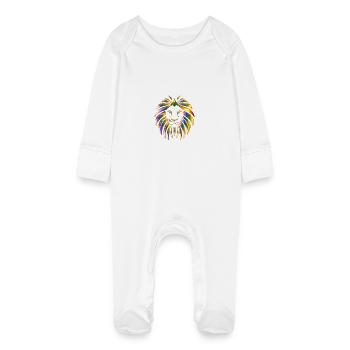 Design élégant en lion motif - Grenouillère bio avec gants Bébé - blanc - Devant