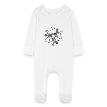 Sicile Trinacria drapeau Sicilien Sicilia - Grenouillère bio avec gants Bébé - blanc - Devant