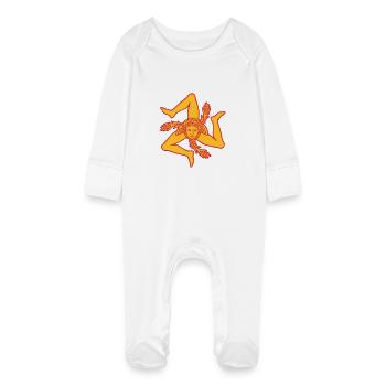 Sicile Trinacria drapeau Sicilien Sicilia - Grenouillère bio avec gants Bébé - blanc - Devant
