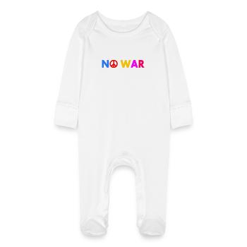 No war - Grenouillère bio avec gants Bébé - blanc - Devant