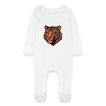 Tigre géométrique - Conception vectorielle - Grenouillère bio avec gants Bébé - blanc - Devant