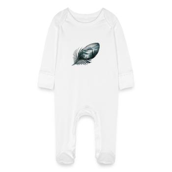 Plume de la faune - Grenouillère bio avec gants Bébé - blanc - Devant