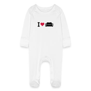 I love coffee - Baby Organic Sleepsuit with Scratch Mitts - white - Front