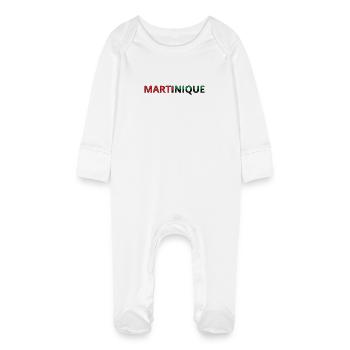 Martinique Flag - Baby Organic Sleepsuit with Scratch Mitts - white - Front