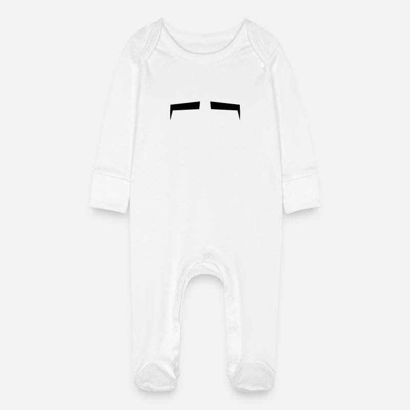 Slits for eyes or Eyebrows background shape - Baby Organic Sleepsuit with Scratch Mitts - white
