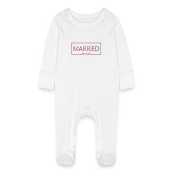 2023 - Cadeau de jour de mariage homme et femme - Grenouillère bio avec gants Bébé - blanc - Devant