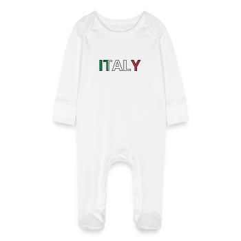 Italy Flag - Baby Organic Sleepsuit with Scratch Mitts - white - Front
