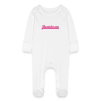 Benidorm Holiday Spain Mallorca - Baby Organic Sleepsuit with Scratch Mitts - white - Front
