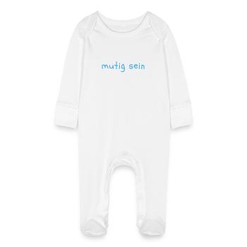 mutig sein - Baby Bio-Schlafanzug mit Kratzhandschuhen - Weiß - Vorne
