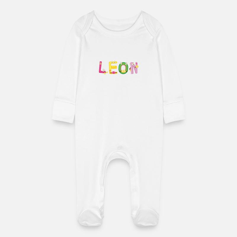 Leon - Grenouillère bio avec gants Bébé - blanc