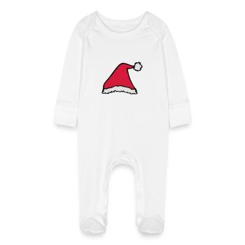 Chapeau de Père Noël - Grenouillère bio avec gants Bébé - blanc - Devant