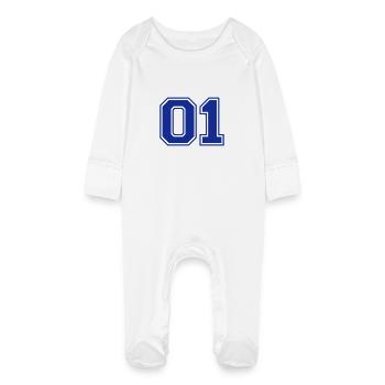 01 - Baby Organic Sleepsuit with Scratch Mitts - white - Front