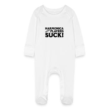 Harmonica Players Suck! - Baby Bio-Schlafanzug mit Kratzhandschuhen - Weiß - Vorne
