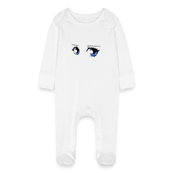 manga eyes - Baby Organic Sleepsuit with Scratch Mitts - white - Front